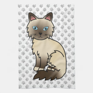 Chocolate Point Birma / Ragdoll Süße Katze & Pfote Geschirrtuch