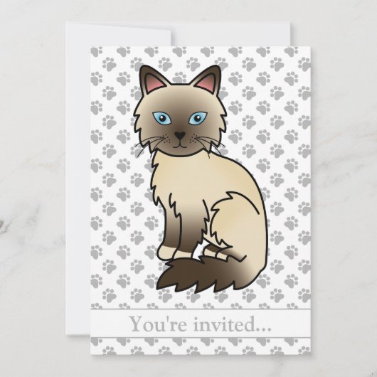 Chocolate Point Birman/Ragdoll Cat Birthday Party Einladung (Vorderseite)