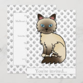 Chocolate Point Birman/Ragdoll Cat Birthday Party Einladung (Vorne/Hinten)