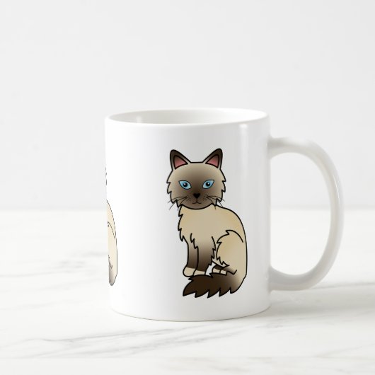 Chocolate Point Birman / Ragdoll Cat Cartoon Art Kaffeetasse (Rechts)