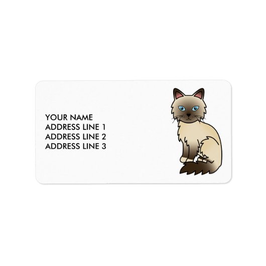 Chocolate Point Birman / Ragdoll Cat & Custom Text Adressaufkleber (Vorne)