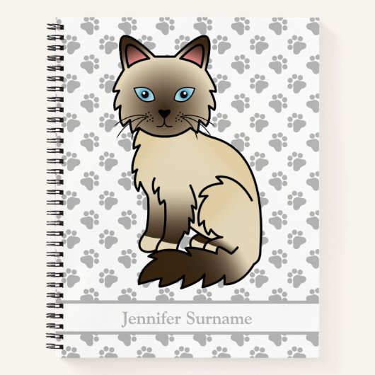 Chocolate Point Birman / Ragdoll Cat & Custom Text Notizblock (Vorderseite)