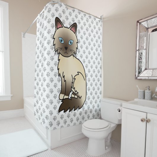 Chocolate Point Birman / Ragdoll Cat & Paws Duschvorhang (Beispiel)