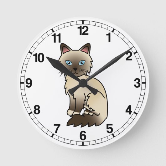 Chocolate Point Birman / Ragdoll Cat Runde Wanduhr (Vorderseite)