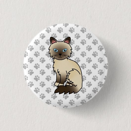 Chocolate Point Birman / Ragdoll Niedlich Cat & Pa Button (Vorderseite)