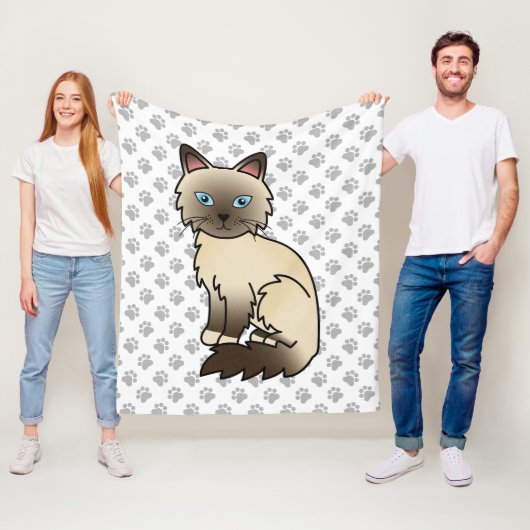 Chocolate Point Birman / Ragdoll Niedlich Cat & Pa Fleecedecke (Beispiel)
