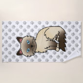 Chocolate Point Birman / Ragdoll Niedlich Cat & Pa Strandtuch (Vorderseite)