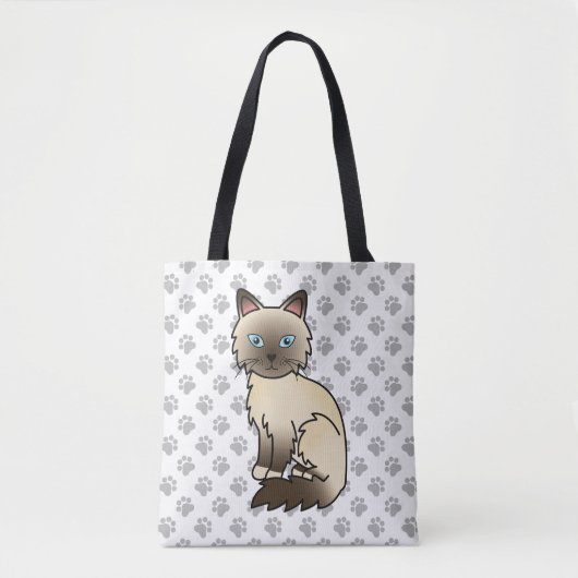 Chocolate Point Birman / Ragdoll Niedlich Cat & Pa Tasche (Vorderseite)