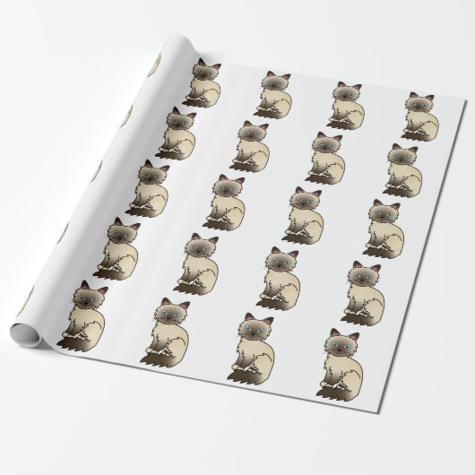Chocolate Point Birman / Ragdoll Niedlich Cat Patt Geschenkpapier (Ungerollt)