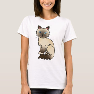 Chocolate Point Birman / Ragdoll Süße Cartoon-Katz T-Shirt
