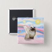 Chocolate Point Himalayan Cat Angel Button (Vorne & Hinten)