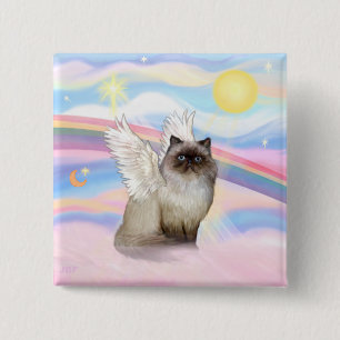 Chocolate Point Himalayan Cat Angel Button