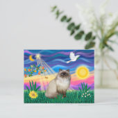Chocolate Point Himalayan Cat - Twilight Postkarte (Stehend Vorderseite)