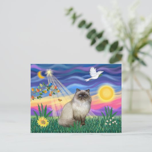 Chocolate Point Himalayan Cat - Twilight Postkarte (Stehend Vorderseite)