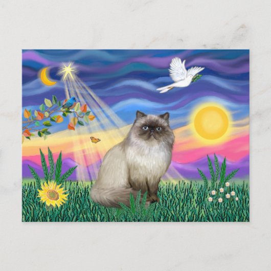 Chocolate Point Himalayan Cat - Twilight Postkarte (Vorderseite)