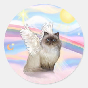 Chocolate Point Himalayan-Katze Engel Runder Aufkleber