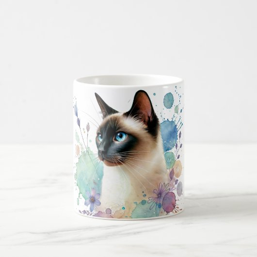 Chocolate Point Siamese Cat Watercolor Kaffeetasse (Mittel)