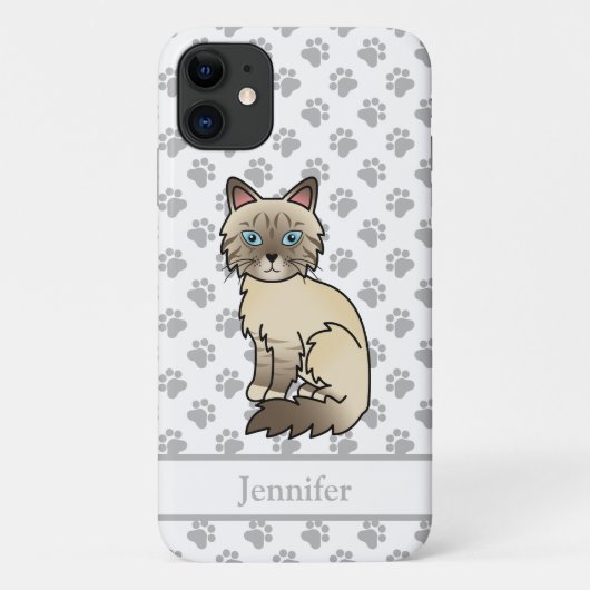 Chocolate Point Tabby Birman Cat & Name Case-Mate iPhone Hülle (Rückseite)