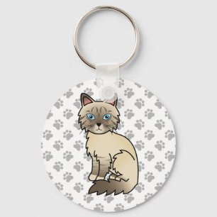 Chocolate Point Tabby Birman / Ragdoll Cartoon Cat Schlüsselanhänger
