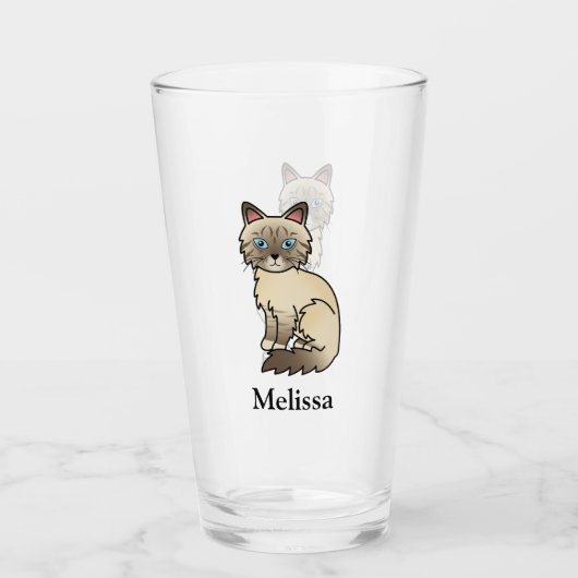 Chocolate Point Tabby Birman / Ragdoll Cat & Name Glas (Vorderseite)