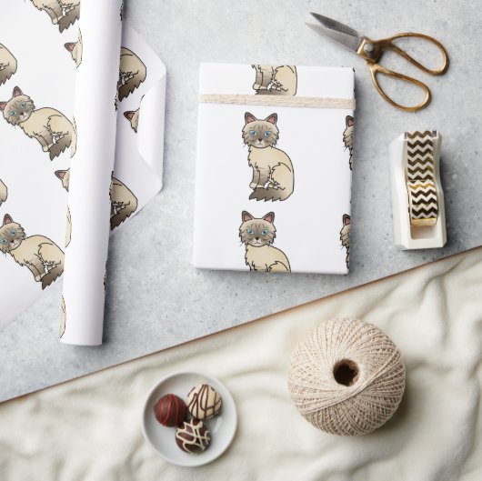 Chocolate Point Tabby Birman / Ragdoll Cat Pattern Geschenkpapier (Kunsthandwerk)