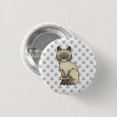 Chocolate Point Tabby Birman / Ragdoll Cat & Paws Button (Vorne & Hinten)