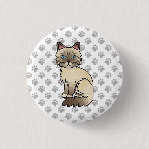 Chocolate Point Tabby Birman / Ragdoll Cat & Paws Button