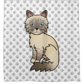 Chocolate Point Tabby Birman / Ragdoll Cat & Paws Duschvorhang (Vorderseite)