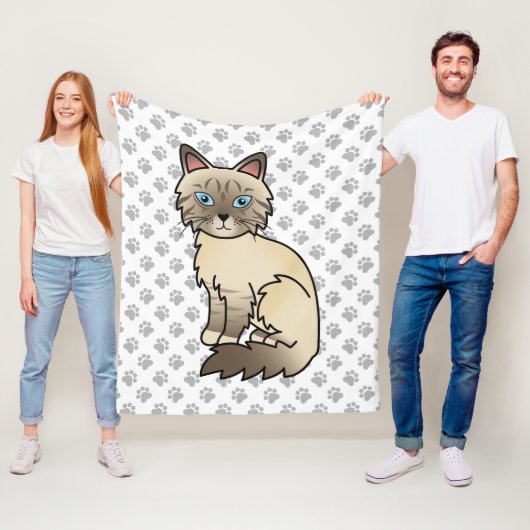 Chocolate Point Tabby Birman / Ragdoll Cat & Paws Fleecedecke (Beispiel)