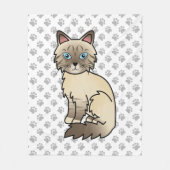 Chocolate Point Tabby Birman / Ragdoll Cat & Paws Fleecedecke (Vorderseite)