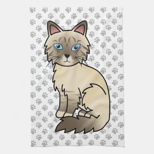 Chocolate Point Tabby Birman / Ragdoll Cat & Paws Geschirrtuch (Vertikal)