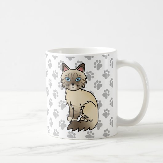 Chocolate Point Tabby Birman / Ragdoll Cat & Paws Kaffeetasse (Rechts)