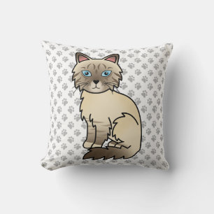 Chocolate Point Tabby Birman / Ragdoll Cat & Paws Kissen