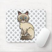 Chocolate Point Tabby Birman / Ragdoll Cat & Paws Mousepad (Mit Mouse)