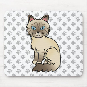 Chocolate Point Tabby Birman / Ragdoll Cat & Paws Mousepad