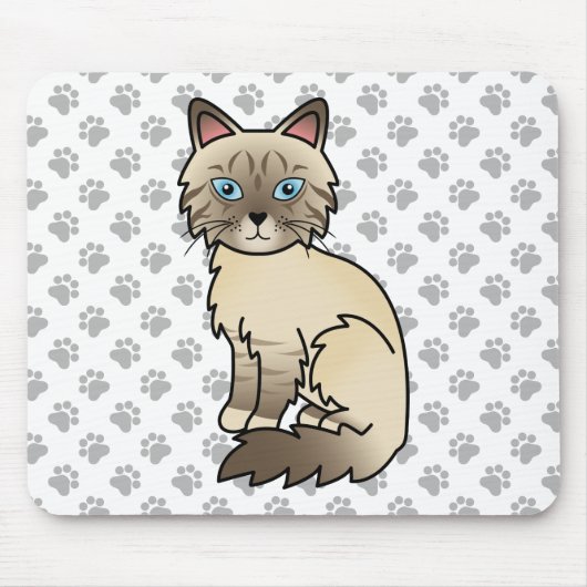 Chocolate Point Tabby Birman / Ragdoll Cat & Paws Mousepad (Vorne)