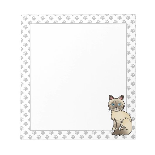 Chocolate Point Tabby Birman / Ragdoll Cat & Paws Notizblock (Vorderseite)