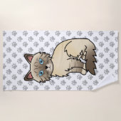 Chocolate Point Tabby Birman/Ragdoll Cat & Paws Strandtuch (Vorderseite)
