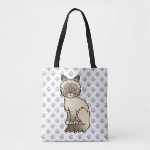 Chocolate Point Tabby Birman / Ragdoll Cat & Paws Tasche