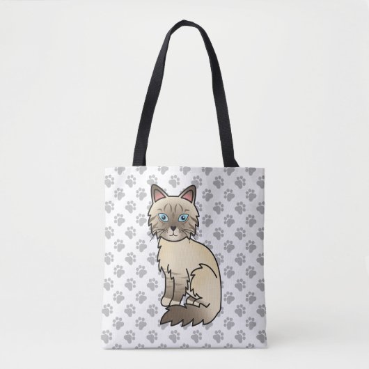 Chocolate Point Tabby Birman / Ragdoll Cat & Paws Tasche (Vorderseite)