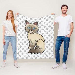 Chocolate Point Tabby Birman / Ragdoll Katze & Pfo Fleecedecke