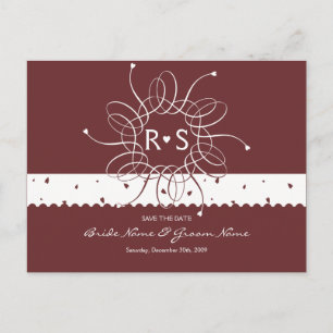 Chocolate Romantic Rosette Save the Date Ankündigungspostkarte