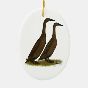 Chocolate Runner Ducks Keramik Ornament