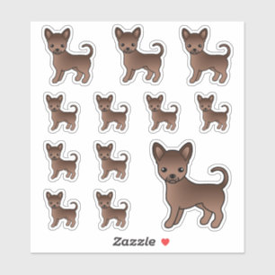 Chocolate Smooth Coat Chihuahua Süße Cartoon-Hunde Aufkleber