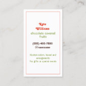 Chocolate Strawberries Custom QR Visitenkarte (Rückseite)