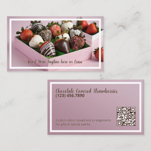 Chocolate Strawberries QR Visitenkarte (Vorne/Hinten)