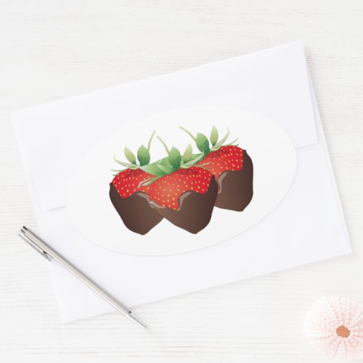 Chocolate Strawberry Ovaler Aufkleber (Umschlag)