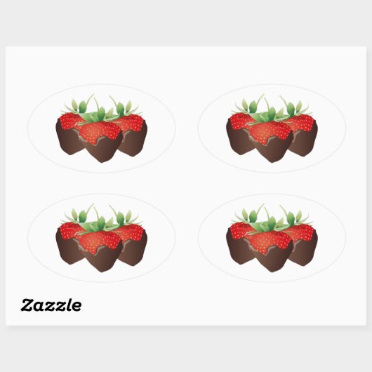 Chocolate Strawberry Ovaler Aufkleber (Blatt)