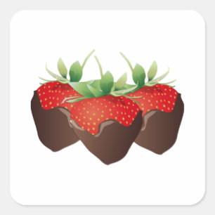 Chocolate Strawberry Quadratischer Aufkleber
