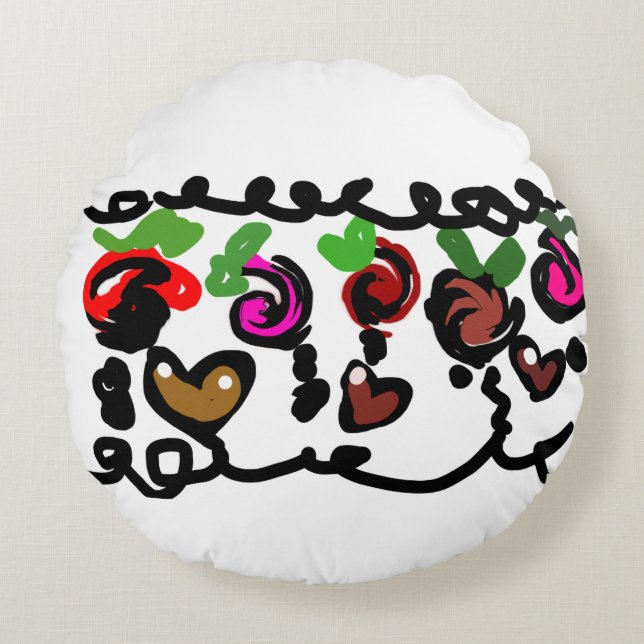Chocolate Strawberry's valentine  Rundes Kissen (Vorderseite)